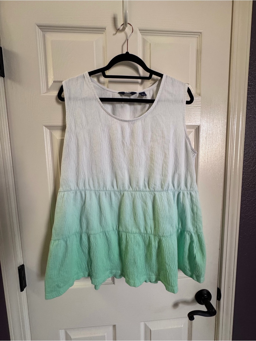Lands End Sleeveless Ombre Tiered Tank Top - Mint and White